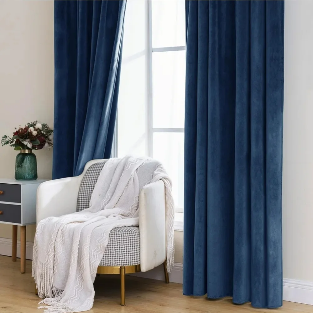 Elegant Navy Blue Curtains 2 Panels